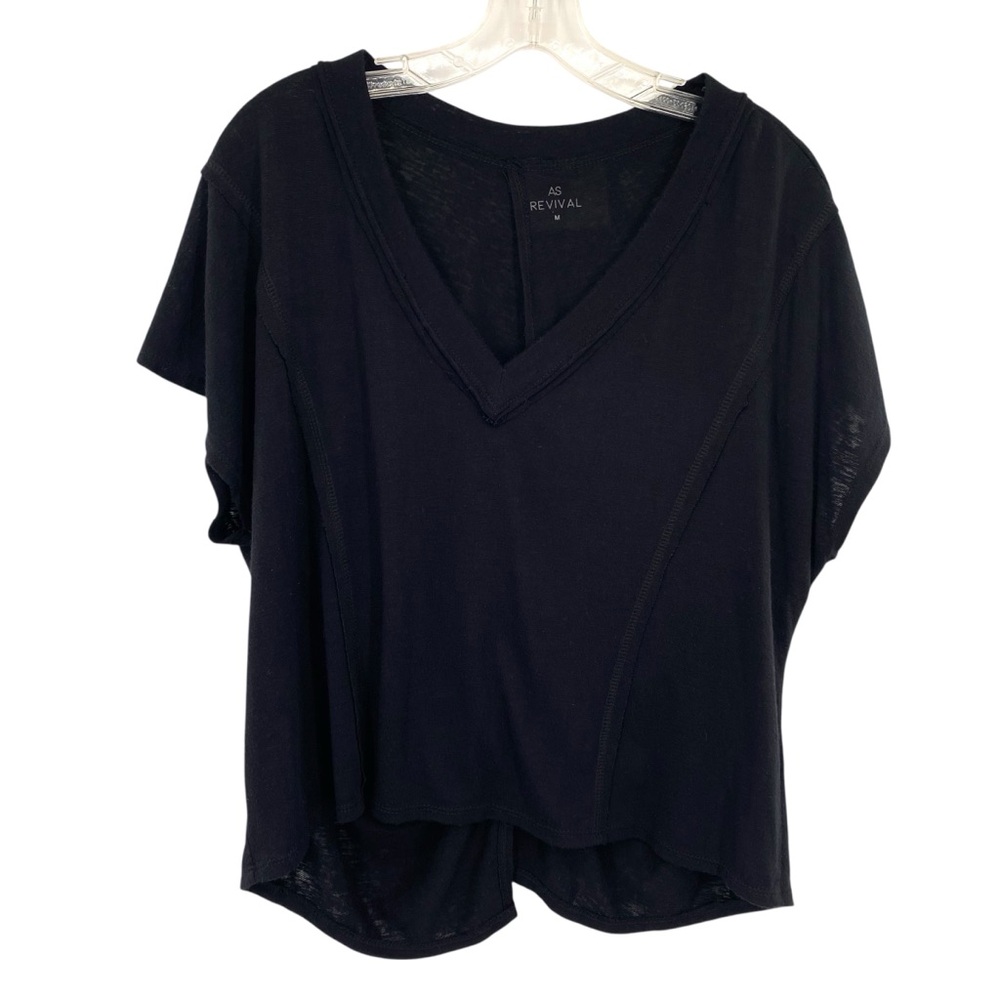 Altar’d State As Revival Black V-Neck Twist Knot Open Back Tee Shirt
